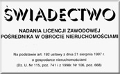 Swiadectwo nadania licencji pośrednika w obrocie nieruchomościami